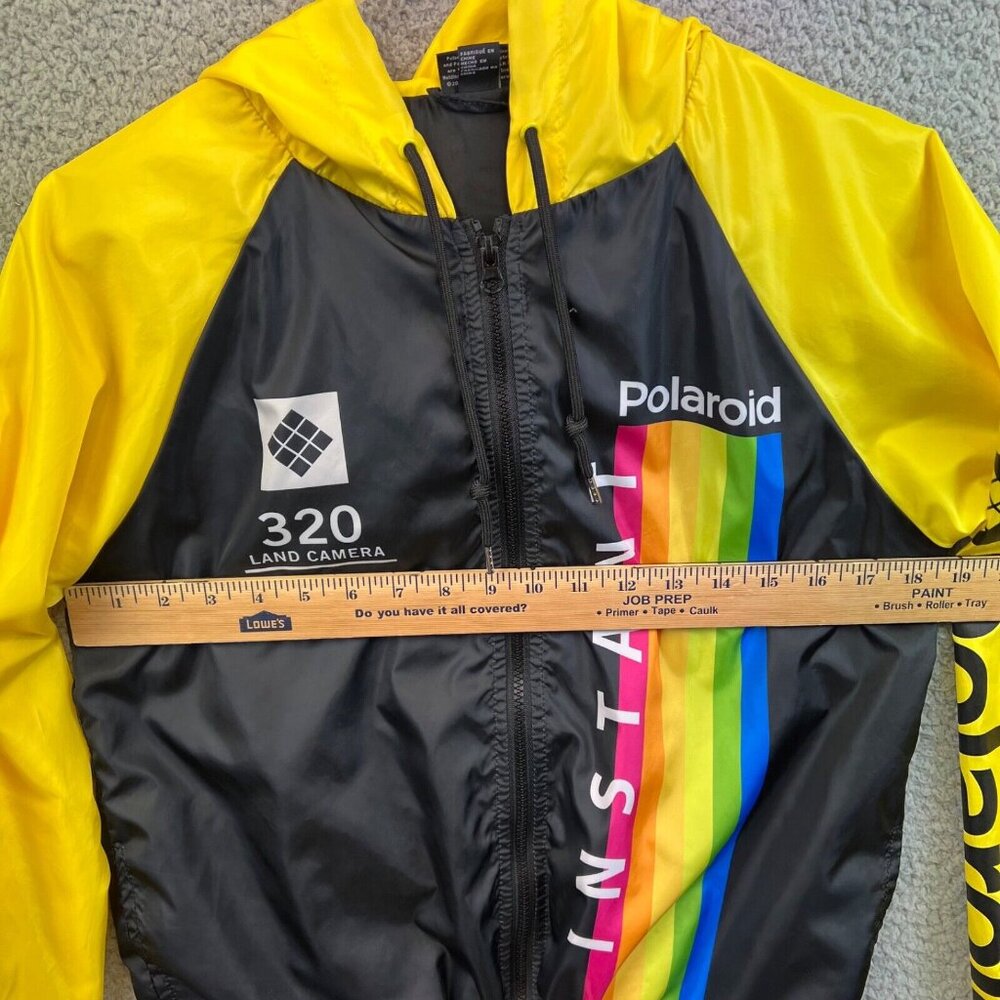 VINTAGE POLAROID 320 LAND CAMERA 90’S LIGHT HOODED JACKET ‎ SHELL BLACK SMALL - Picture 9 of 14